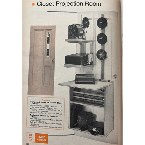 Closet Projection Movie Room 1961 HowTo Build PLAN Hidden Closet Instant Office - Picture 1 of 1